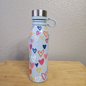 Brighton Color Of LoveHeart Print Stainless Steel Water Bottle  Carry Loop Lid